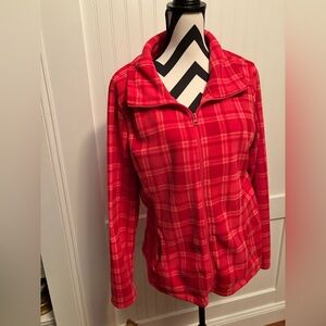 Old Navy Red Plaid Zip-Front Fleece Jacket